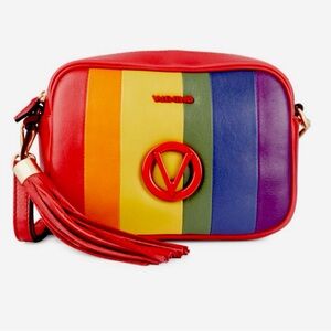 Valentino Mario valentino red leather multicolor camera bag handbag